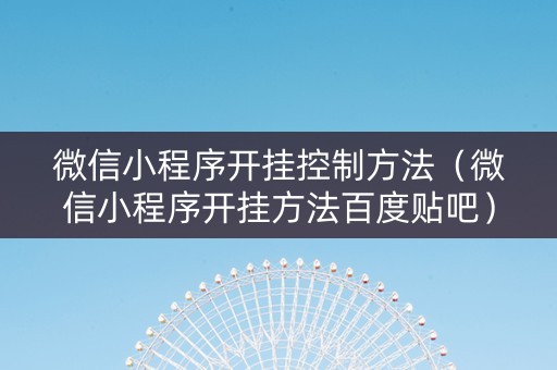 微信小程序开挂控制方法（微信小程序开挂方法百度贴吧）