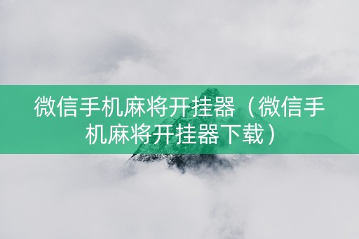 微信手机麻将开挂器（微信手机麻将开挂器下载）