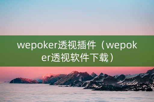 wepoker透视插件（wepoker透视软件下载）