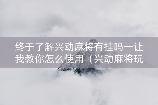 终于了解兴动麻将有挂吗一让我教你怎么使用（兴动麻将玩法说明）