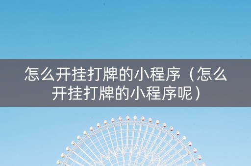 怎么开挂打牌的小程序（怎么开挂打牌的小程序呢）