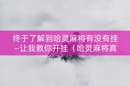 终于了解到哈灵麻将有没有挂—让我教你开挂（哈灵麻将真的有挂吗）