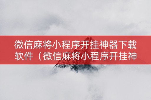 微信麻将小程序开挂神器下载软件（微信麻将小程序开挂神器下载软件安装）