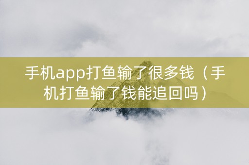 手机app打鱼输了很多钱（手机打鱼输了钱能追回吗）