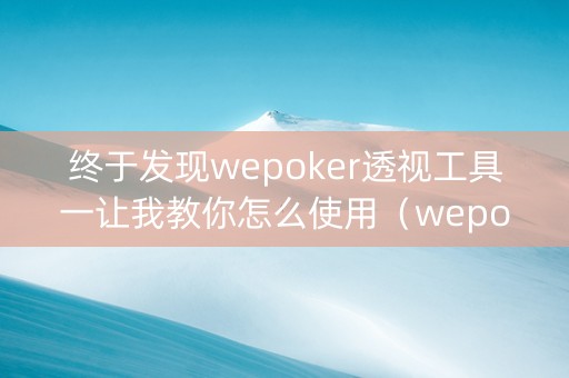 终于发现wepoker透视工具一让我教你怎么使用（wepokerplus透视）