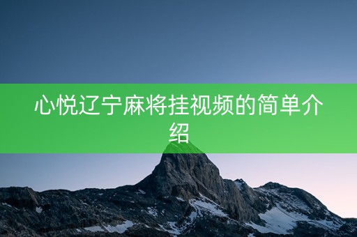 心悦辽宁麻将挂视频的简单介绍