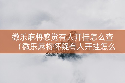 微乐麻将感觉有人开挂怎么查（微乐麻将怀疑有人开挂怎么查）