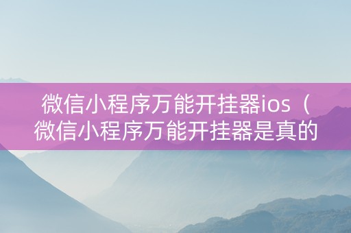 微信小程序万能开挂器ios（微信小程序万能开挂器是真的吗）