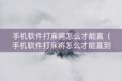 手机软件打麻将怎么才能赢（手机软件打麻将怎么才能赢到钱）