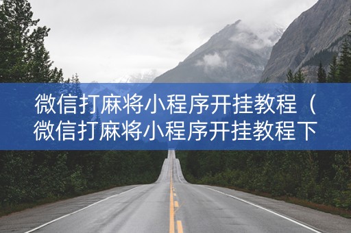 微信打麻将小程序开挂教程（微信打麻将小程序开挂教程下载）