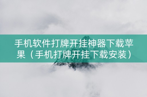 手机软件打牌开挂神器下载苹果（手机打牌开挂下载安装）