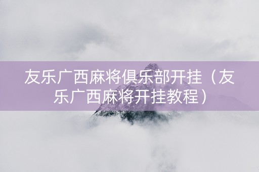 友乐广西麻将俱乐部开挂（友乐广西麻将开挂教程）