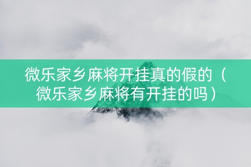 微乐家乡麻将开挂真的假的（微乐家乡麻将有开挂的吗）