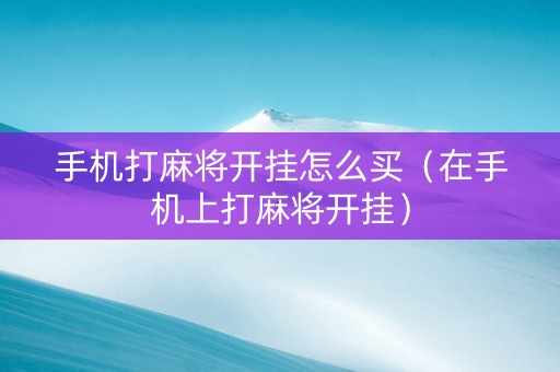 手机打麻将开挂怎么买（在手机上打麻将开挂）