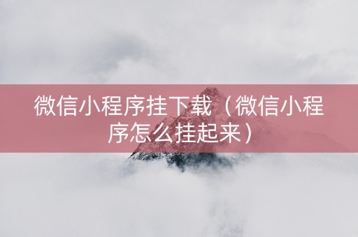 微信小程序挂下载（微信小程序怎么挂起来）