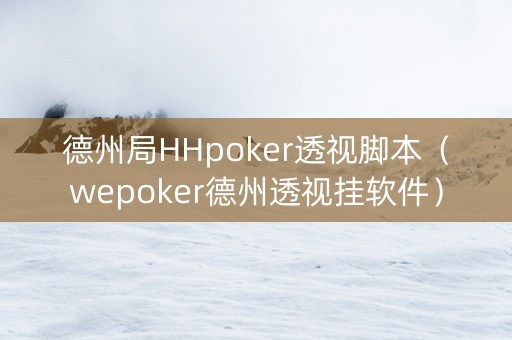 德州局HHpoker透视脚本（wepoker德州透视挂软件）