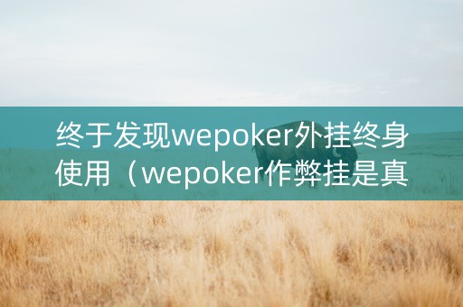 终于发现wepoker外挂终身使用（wepoker作弊挂是真的吗）