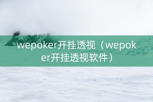 wepoker开挂透视（wepoker开挂透视软件）