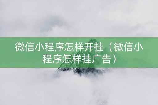 微信小程序怎样开挂（微信小程序怎样挂广告）