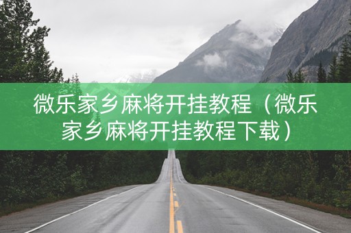 微乐家乡麻将开挂教程（微乐家乡麻将开挂教程下载）