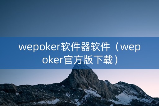 wepoker软件器软件（wepoker官方版下载）