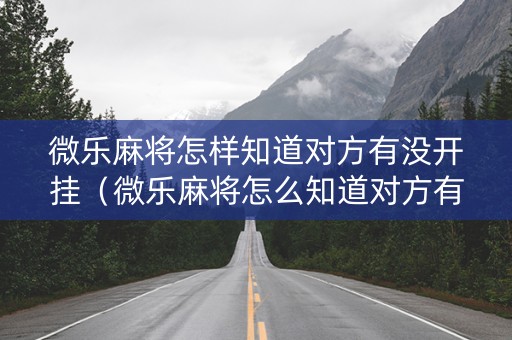 微乐麻将怎样知道对方有没开挂（微乐麻将怎么知道对方有没有开挂）