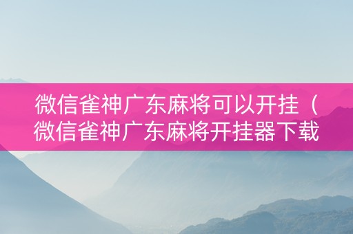 微信雀神广东麻将可以开挂（微信雀神广东麻将开挂器下载）