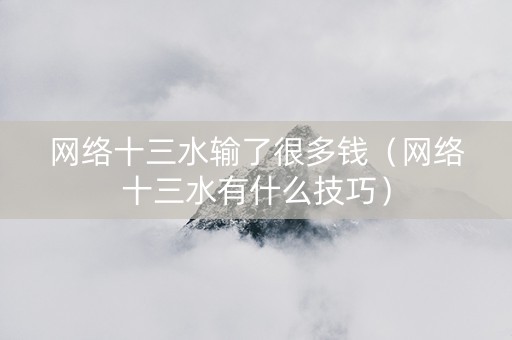 网络十三水输了很多钱（网络十三水有什么技巧）