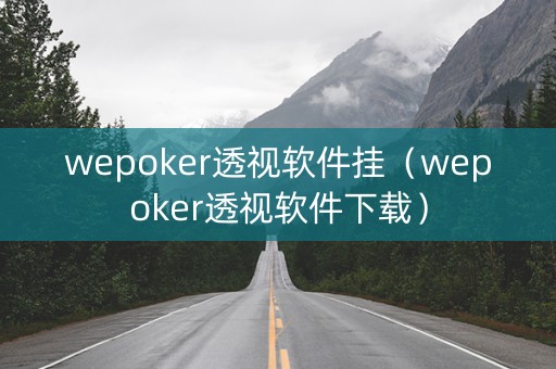 wepoker透视软件挂（wepoker透视软件下载）