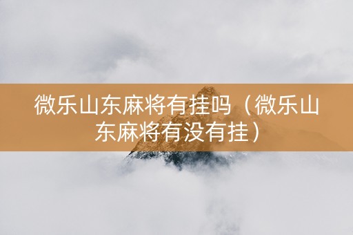 微乐山东麻将有挂吗（微乐山东麻将有没有挂）