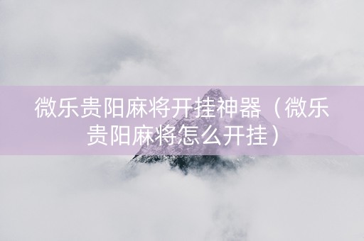 微乐贵阳麻将开挂神器（微乐贵阳麻将怎么开挂）