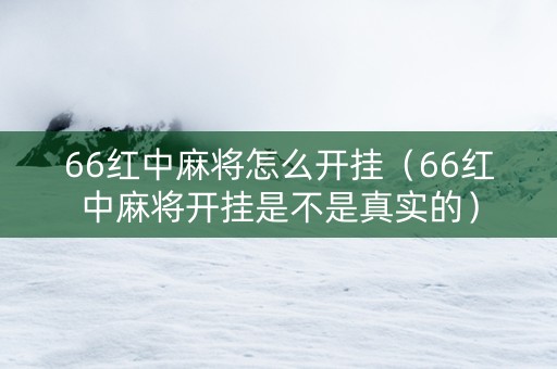 66红中麻将怎么开挂（66红中麻将开挂是不是真实的）