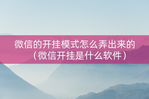 微信的开挂模式怎么弄出来的（微信开挂是什么软件）