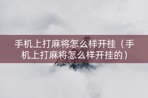 手机上打麻将怎么样开挂（手机上打麻将怎么样开挂的）