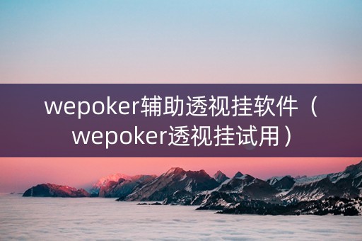 wepoker辅助透视挂软件（wepoker透视挂试用）