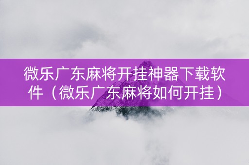 微乐广东麻将开挂神器下载软件（微乐广东麻将如何开挂）