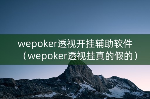 wepoker透视开挂辅助软件（wepoker透视挂真的假的）