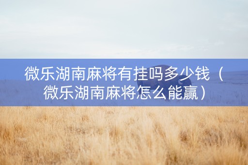 微乐湖南麻将有挂吗多少钱（微乐湖南麻将怎么能赢）