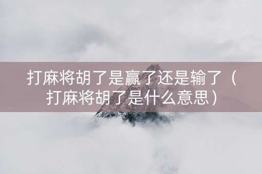 打麻将胡了是赢了还是输了（打麻将胡了是什么意思）