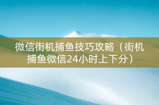 微信街机捕鱼技巧攻略（街机捕鱼微信24小时上下分）