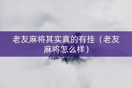 老友麻将其实真的有挂（老友麻将怎么样）