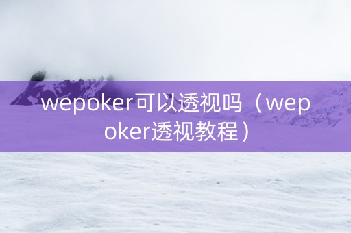 wepoker可以透视吗（wepoker透视教程）