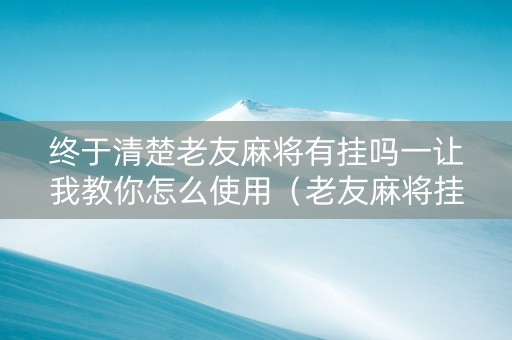 终于清楚老友麻将有挂吗一让我教你怎么使用（老友麻将挂免费下载）