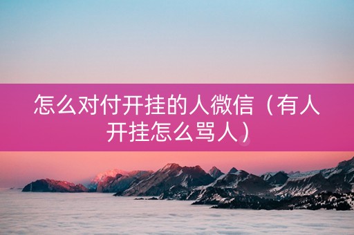 怎么对付开挂的人微信（有人开挂怎么骂人）