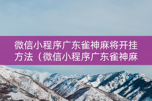 微信小程序广东雀神麻将开挂方法（微信小程序广东雀神麻将怀疑开挂怎么查）