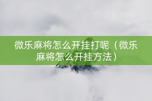 微乐麻将怎么开挂打呢（微乐麻将怎么开挂方法）