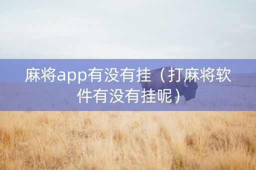 麻将app有没有挂（打麻将软件有没有挂呢）