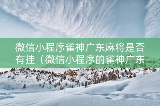 微信小程序雀神广东麻将是否有挂（微信小程序的雀神广东麻将挂下载）