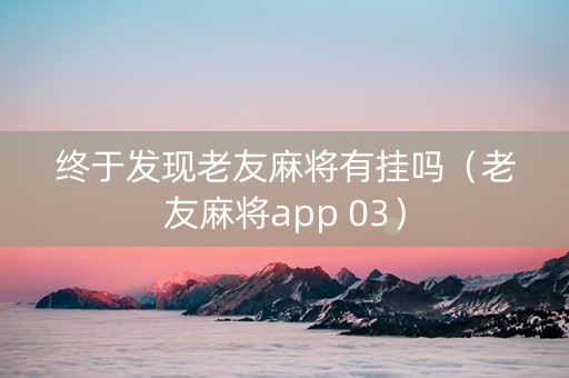 终于发现老友麻将有挂吗（老友麻将app 03）