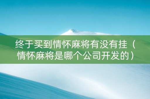 终于买到情怀麻将有没有挂（情怀麻将是哪个公司开发的）